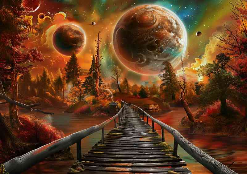 Fantasy landscape with an enormous planet multiple | Canvas