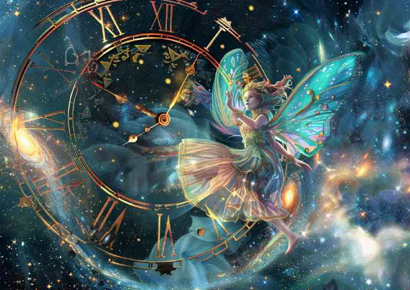 Whimsical scene of an ethereal fairy with iridescene | Metal Poster