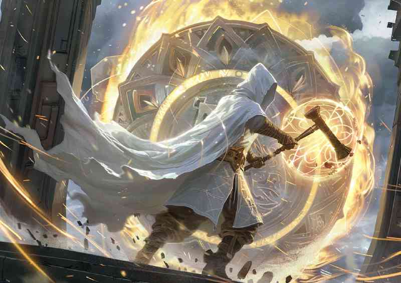 cloaked_figure_in_white_robes_wielding_an_enormous__1e0845c7-4a3c-4870-a835-1a038d65643c | Poster