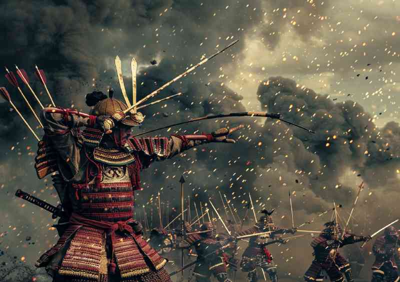 Ancient Japanese warrior in full armor poster | Canvas