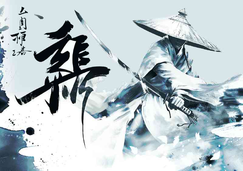 Ink style Samurai with sword | Metal Poster