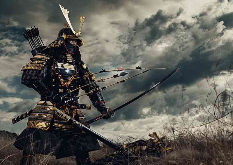 Samurai wearing full armor and holding an arrow | Poster