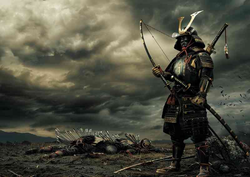 Samurai with bow and arrows | Metal Poster