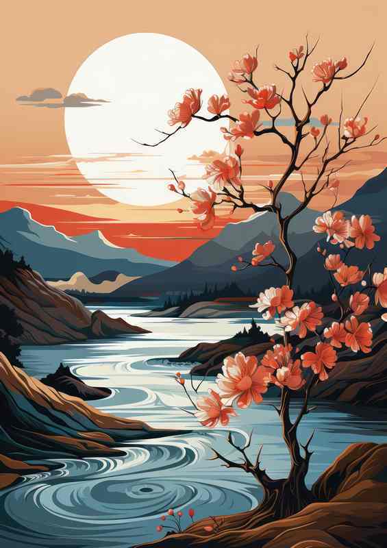 The Natural Wonders of Japan Sakura Mountains and Streams | Canvas