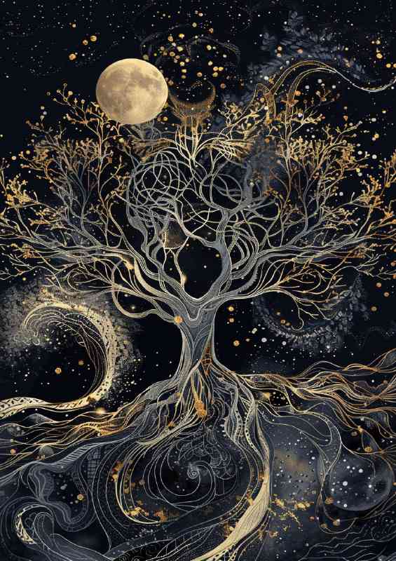 Beautiful tree of life with many branches moon | Di-Bond