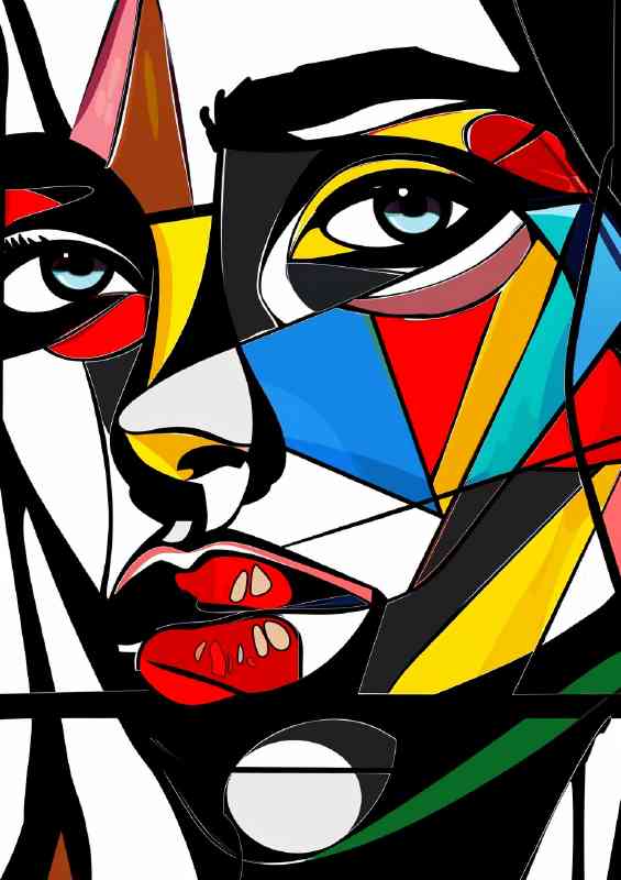Abstract pop art face red lips | Poster