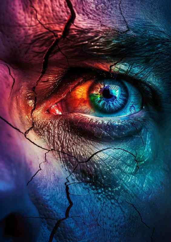Colourful mans radiant face | Metal Poster