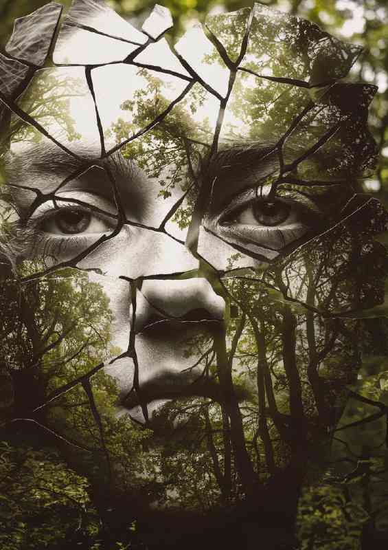 Fragmented face seemingly made of shattered glass | Canvas