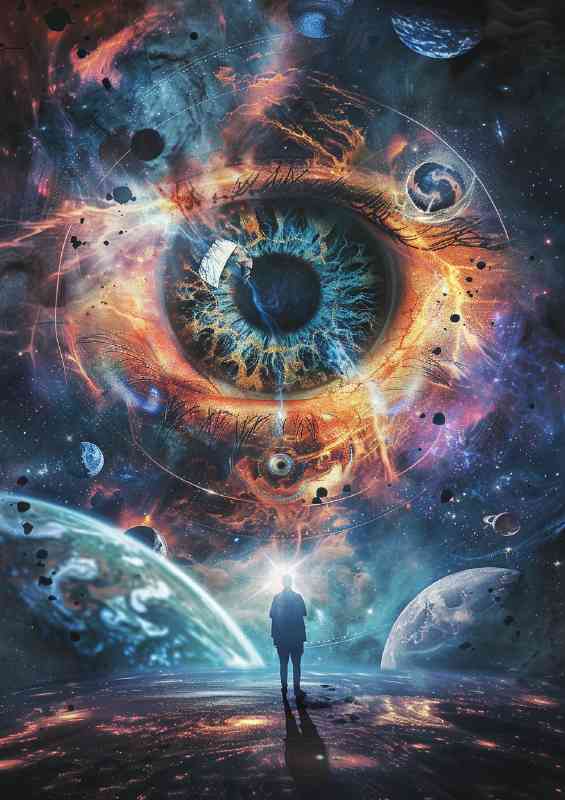 Surreal digital art eyes in the cosmos | Metal Poster