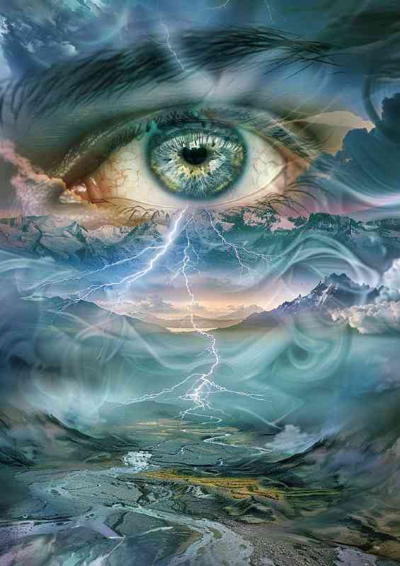Surreal eye with blue smoke | Metal Poster