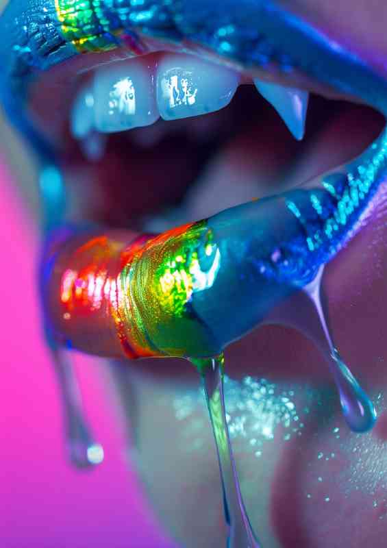 Vampire rainbow mouth fangs | Di-Bond