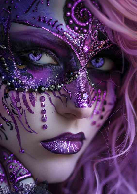 Woman fantasy in purple mask | Metal Poster