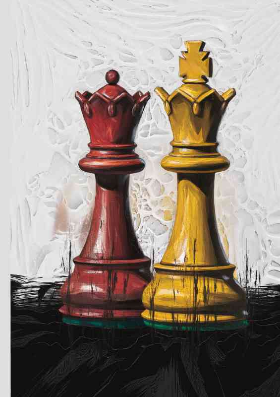 Abstract chess king and queen | Poster