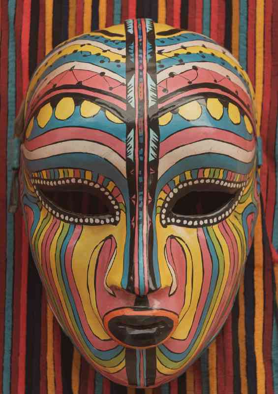 Intricately designed mask multi coloured | Metal Poster