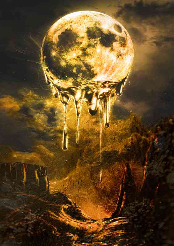 The golden moon flowing down the valley | Canvas