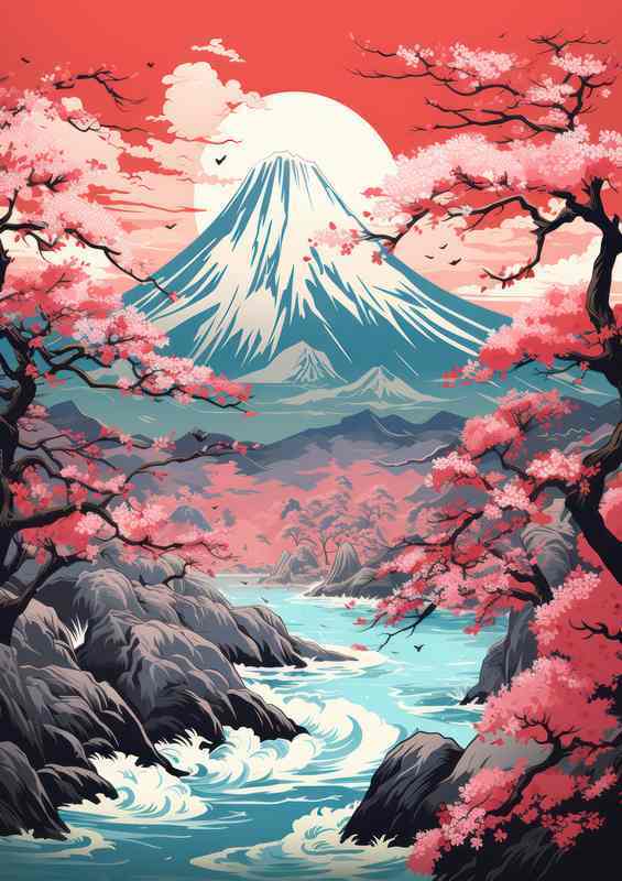 Waterside Sakura Japans Blooming Shores | Poster
