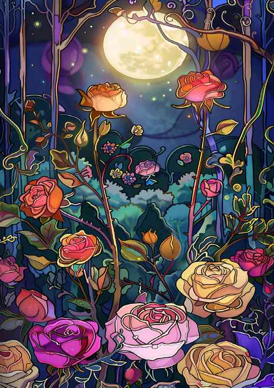 Whimsial rose flowwer field | Canvas