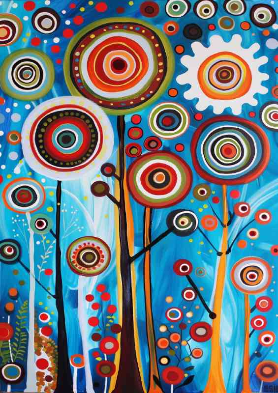 Abstract style trees circles | Poster
