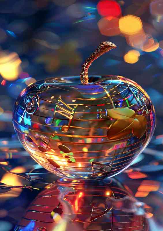 Apple with musical notes vibrant colors | Poster