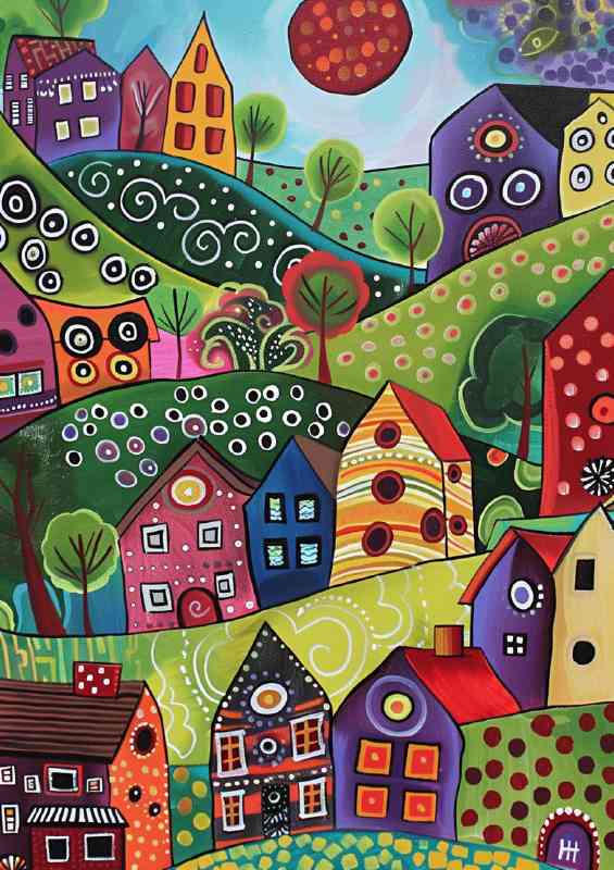 Cityscape houses in a magical village | Poster