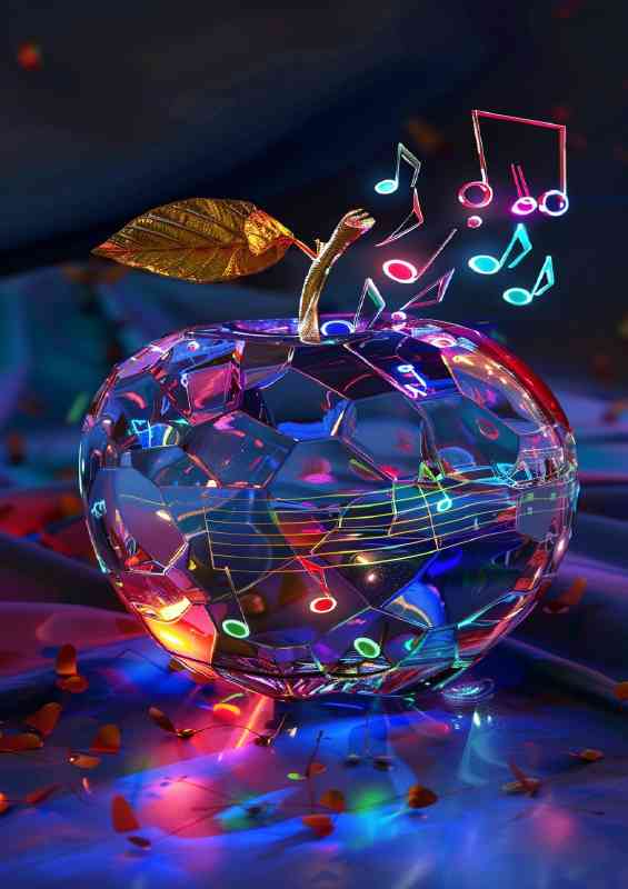 Crystal apple with musical notes colorful and glow | Di-Bond
