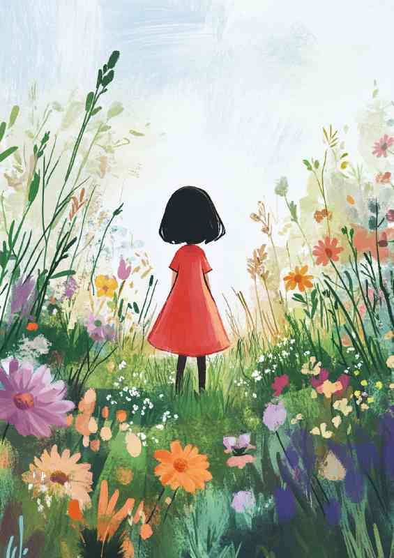 Cute little girl in the flower garden | Canvas