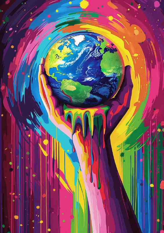 Earth hand held painting style | Poster