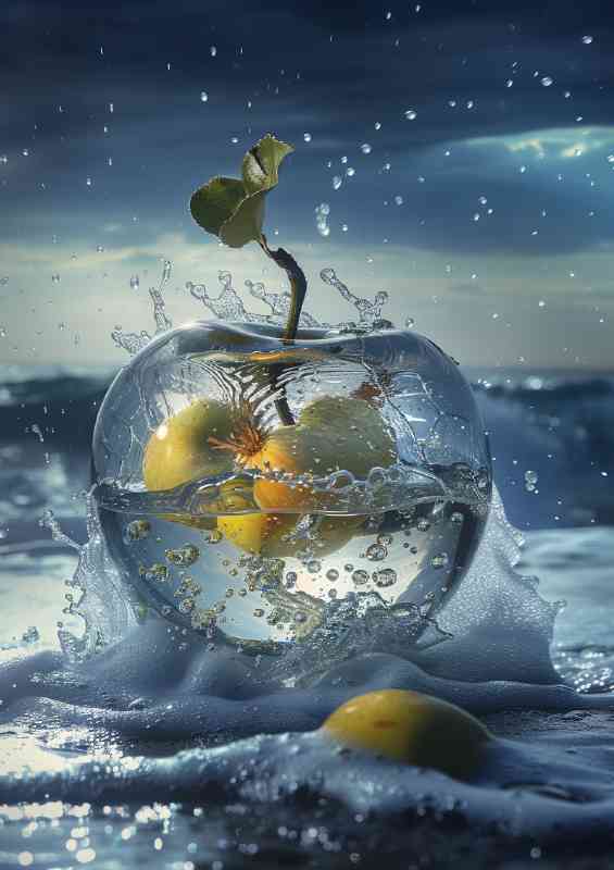 Glass apples in apples in water | Poster
