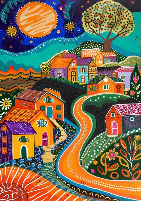 Idillic town colourful village | Canvas