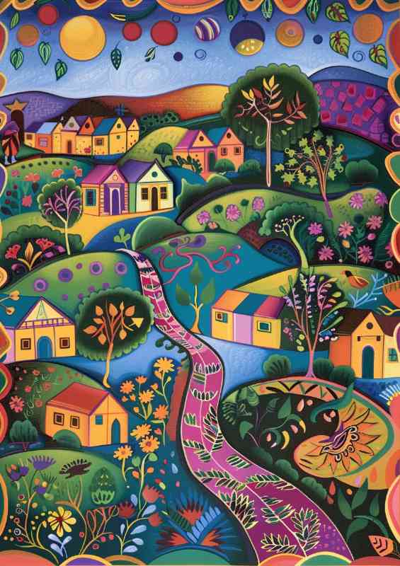 Idylic wimsical quaint village | Canvas