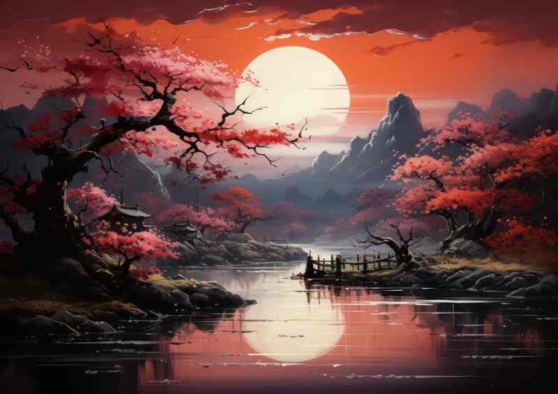 Japan's Cherry Blossom Waterfronts | Metal Poster