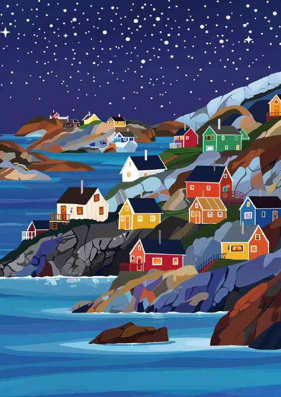 Little villave on the coastal line | Poster