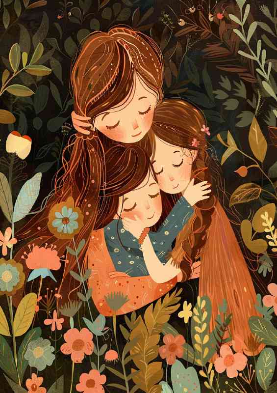 Mother and her kids loving family | Poster