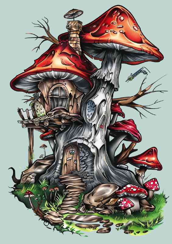 Mushroom house in the forest | Poster