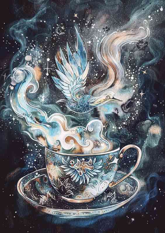 Ornate tea cup filled with swirling magic | Di-Bond