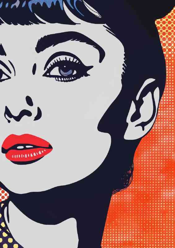 Pop art Audrey Hepburn in orange | Di-Bond