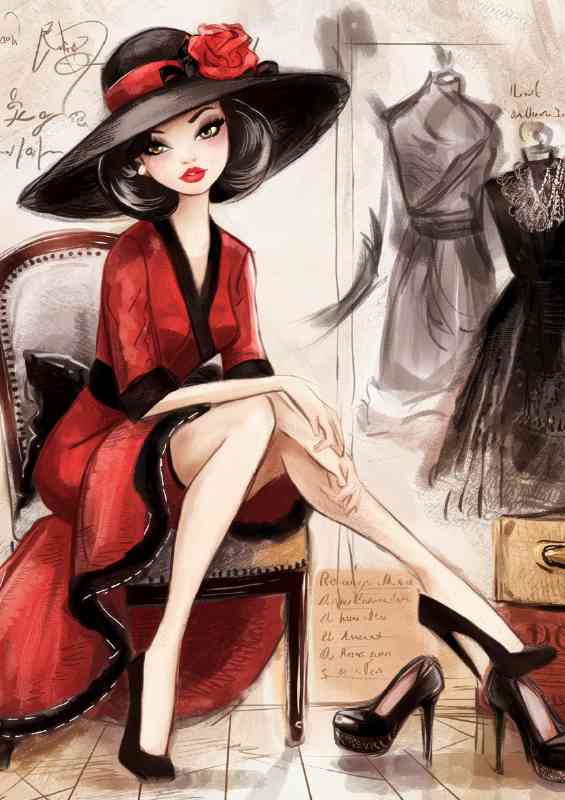 Artistic lady posing sitting down | Canvas