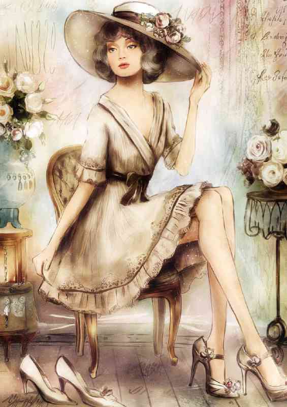 Lady in paris sitting in chair | Canvas