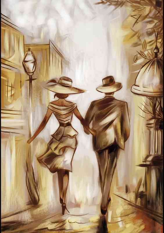 Romantic scene set in an urban environment | Canvas