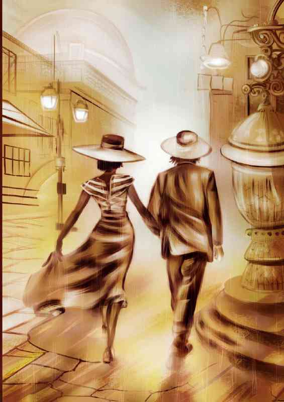 Romantic walking hand in hand | Canvas