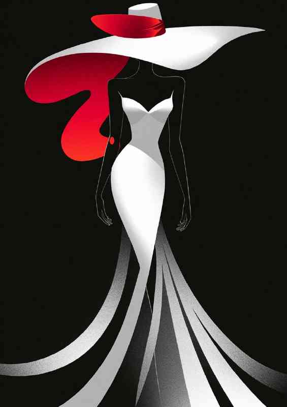 Stylized lady in the red hat | Metal Poster