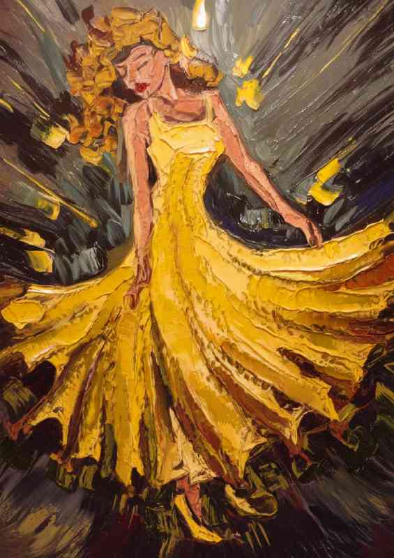 Vibrant yellow dress painted style | Di-Bond