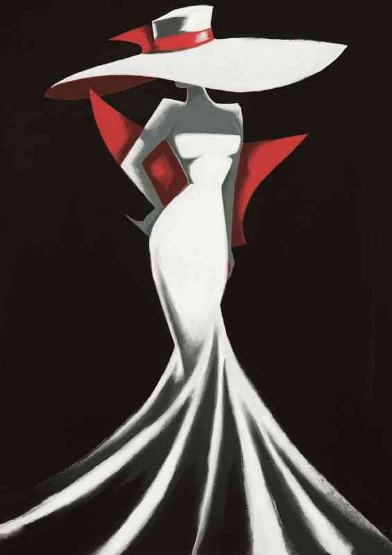 Woman in the white dresss and hat | Metal Poster