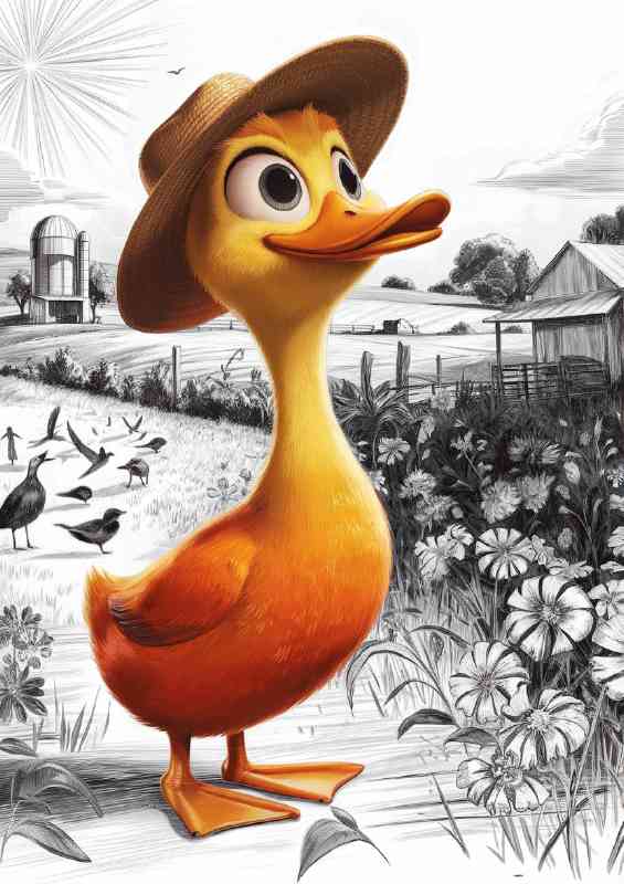 Animated yellow duck standing | Poster
