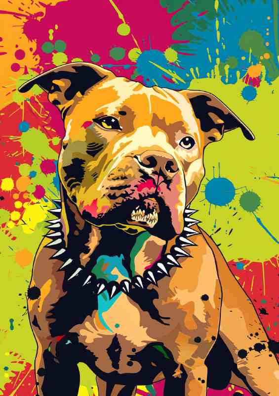Cute pitbul vector colours | Metal Poster