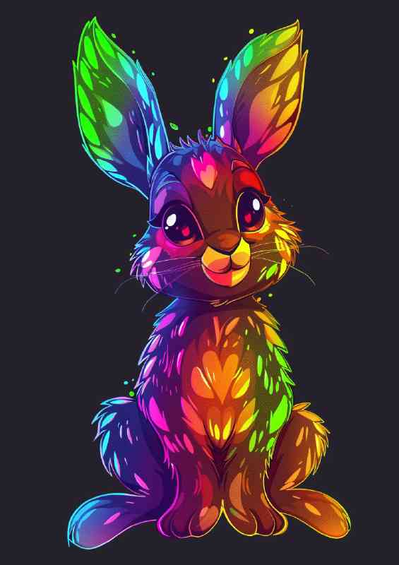 Fluorescent coloured rabbit | Metal Poster