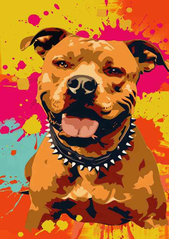 Freindly pitbul with studded collar | Metal Poster