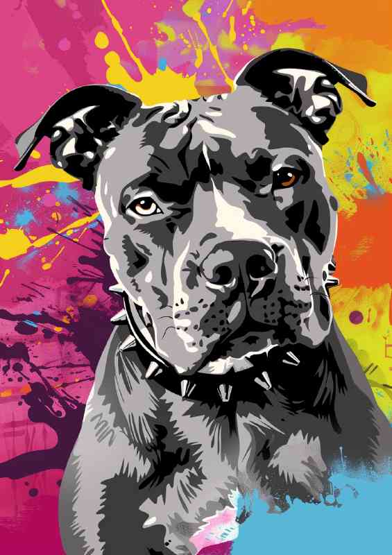 Grey pitbul in pop art style | Canvas