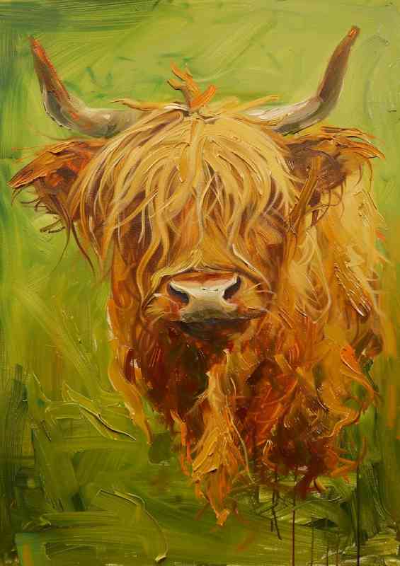 Oil painted brown cow heffa | Metal Poster