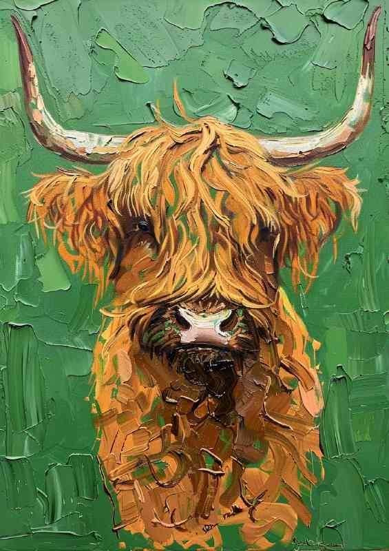 Pallete knife painting brown cow | Di-Bond